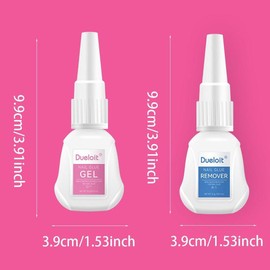 Dueloit Nail Glue & Remover Kit (2 Counts/set), Quick-drying & Long-lasting and Strong Nail Art Gel, Professional Nail Art & Polish Remover, Christmas Gift