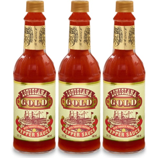 Louisiana Gold Red Pepper Sauce with Tabasco Peppers 5 fl. oz. (Pack of 3)
