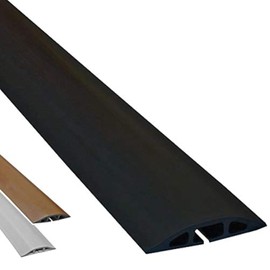 Electriduct D-2 Low Profile Rubber Duct Cord Cover Floor Cable Protector - 5 Feet - Black - Pack of 2 (Raw Rubber Material)