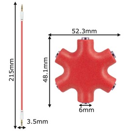 3.5mm Headphone Jack Splitter 3.5 Audio 5 Way 6 Port Female Connector Adapter Audio Earphone Plug 3.5mm Stereo Cable (Red)