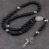 HanlinCC 10mm Beads Catholic Rosary Necklace with Miraculous Center piece