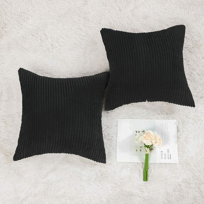 PiccoCasa Corduroy Pillow Cover Decorative Cushion Cover Striped Pillow Case