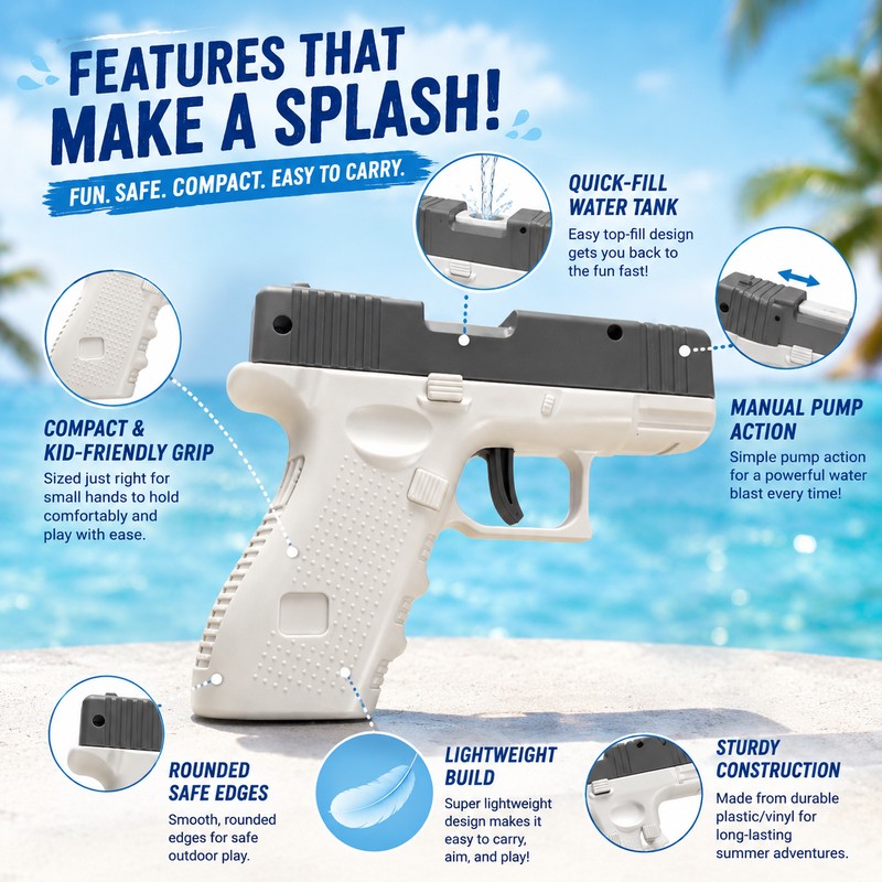 Kids Water Gun Toy for Outdoor Play – Lightweight Manual