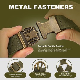 Didog Step in Dog Harness - PU Leather Dog Harness with Antique Bronze Metal Buckle, Easy Walk Dog Halter Harness for Medium Large Dogs Walking Training (Dark Green, M: Chest 20-29")