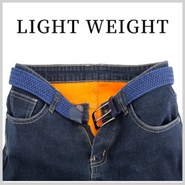 Tolstil 2 Pack Men's Elasticated Woven Belts – Stretch Braided Trouser Belts with Buckle, 105cm (Black+Blue, fit for waist size under 36")