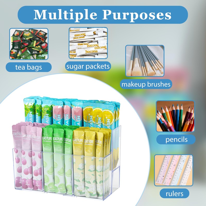 CLUQMEIK 2-Tier Drink Packet Organizer, Acrylic Drink Water Flavor Packet