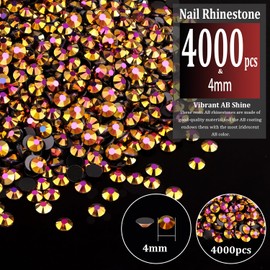 4000pcs 4mm Resin Rhinestones Bulk, Gold Rose AB Flatback Round Jelly Rhinestones Non Hotfix Crystal Gems Large Quantity Wholesale for DIY Crafts Clothes Bottles Face Makeup Manicure