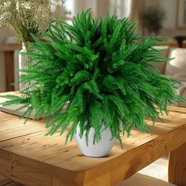 Flasoo 20 Pcs Artificial Christmas Norfolk Pine Stems, 18" Real Touch Norfolk Pine Branches, Greenery Stems for Christmas Home Decorations