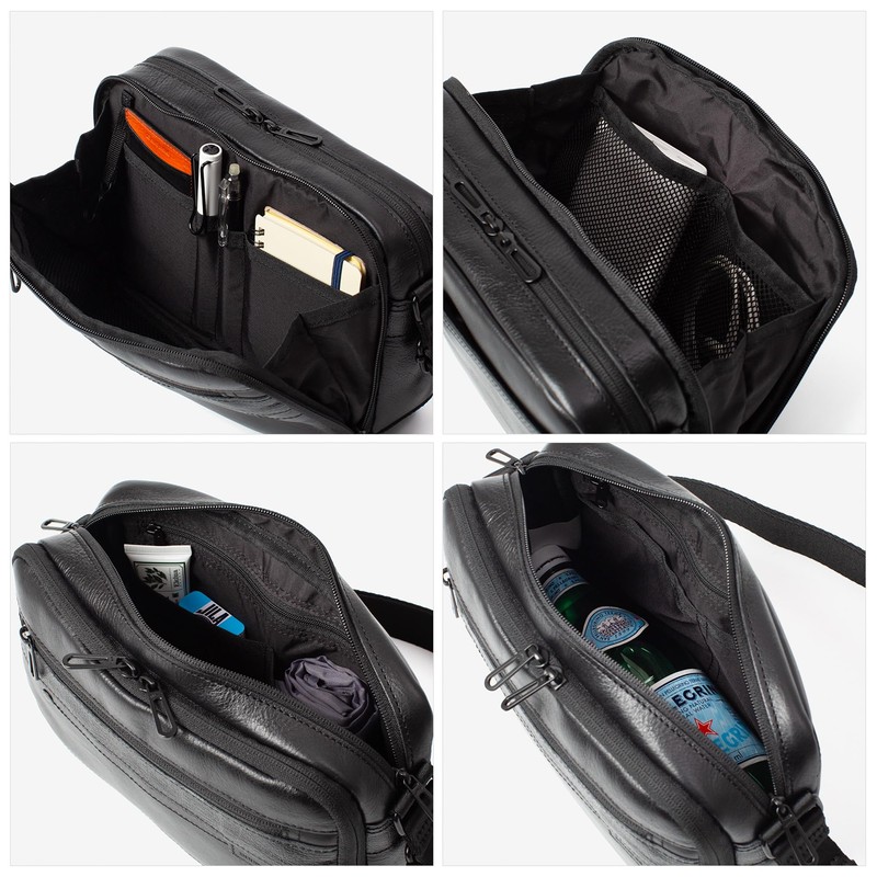 Doubles BZN-7025 Men's Shoulder Bag, Genuine Leather, Small, A5 Storage,