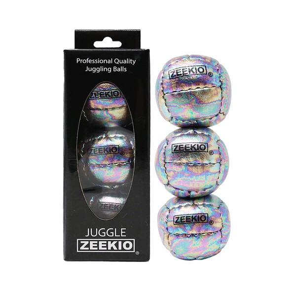 Zeekio Galaxy Juggling Balls - Premium 12 Panel Genuine Leather Balls - 130g - 67mm - Pack of 3 - Cosmo