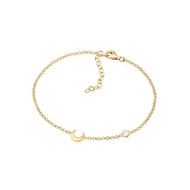 Elli Women's 925 Silver, Gold Plated Crescent Astro Moonstone Bracelet
