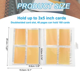 PATIKIL 3x5 Index Cards Holder, 40 Page Hold 160 Cards Organizer Pouches Book Binder Cards Sleeve Storage Protector for Pictures Study Card Note Cards Recipe Card