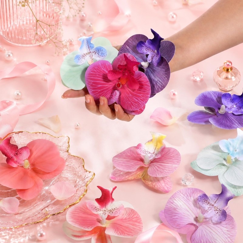 20PCS Fabric Butterfly Orchid Flower Heads for DIY Crafts