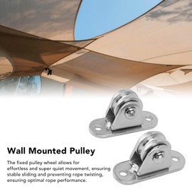 Small Pulley Made of Stainless Steel, Silent, Wall Mounting, Fixed Ceiling Bracket with Bearing Rollers, Wheel Load for Cord, Material Handling and Moving (4 Pieces)