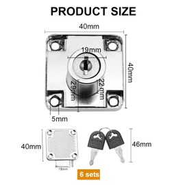 GZLCEU Pack of 6 Furniture Lock, Corrosion Protection Cabinet Lock with 12 Keys for Office, Home, Shopping Mall, Shop Drawer, Wardrobe, Display Case