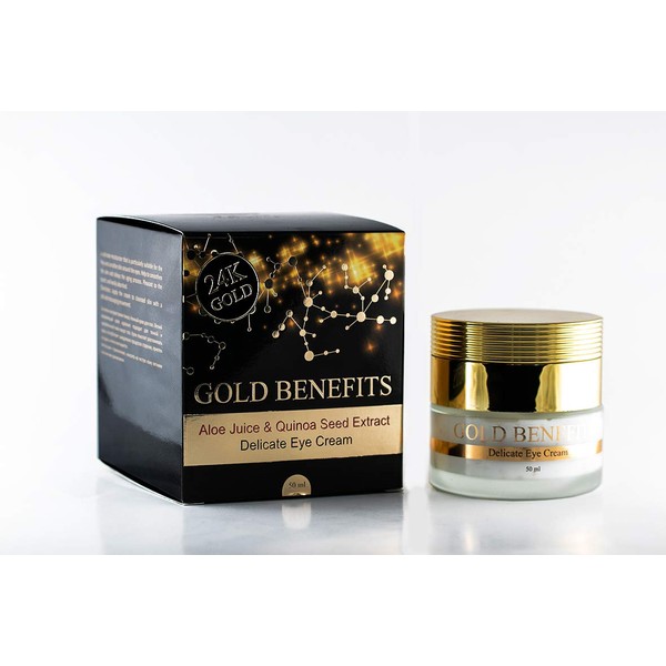 Gold Benefits Delicate Eye Cream, Help to smoothen the skin and delays the aging process. contains a unique formula of 27 Dead Sea minerals combined with Hyaluronic Acid and 24k gold.