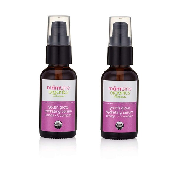 Hydrating Vitamin C Serum for Face – 2 Bottle Organic, Youth-Glow Serum for Dull Skin, Redness, Aging – Pure Omega & Vitamin C Face Skin Care with Marula Oil & Primrose Oil by Mambino Organics, 2 Oz.