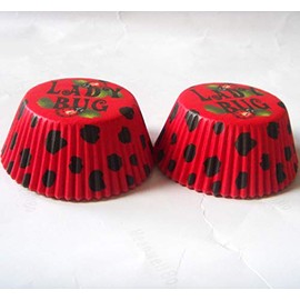 Lucky Star Red Ladybug Colorful Paper Muffin Cupcake Liners case Baking Cups 100 pcs,Standard Size 2x1.25inch