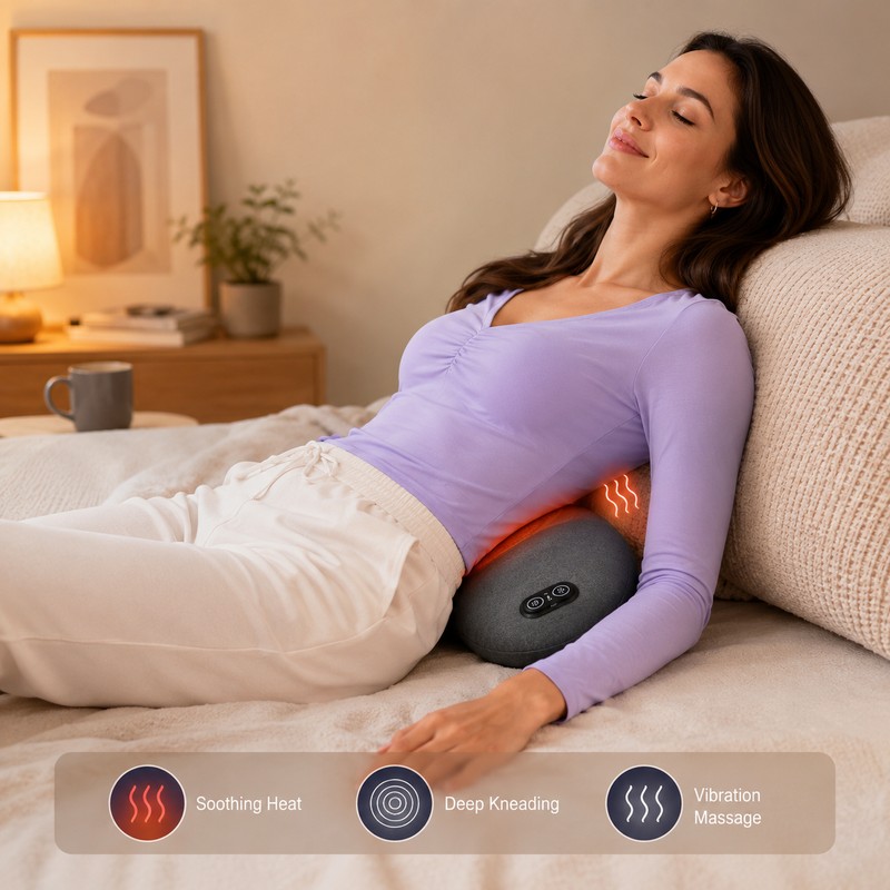 3-in-1 Lumbar Support Massager for Back Comfort – Heated Vibration
