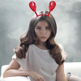 2 Pcs Crab Lobster Headband Glasses Crayfish Claws Hair Hoops Red Animal Headpiece Hairband Hair Bands Women Christmas Halloween Parade Holiday Festival Cosplay Dress Up Birthday Party Accessories