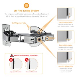 Chibery 2 Pack 165 Degree Lazy Susan Hinge, Face Frame, CLIP ON Plate for Easy Installation, Soft Close Multi-pivot Concealed hardware for Corner Kitchen Cabinet, Cupboard Folded, Folden Door, Closets