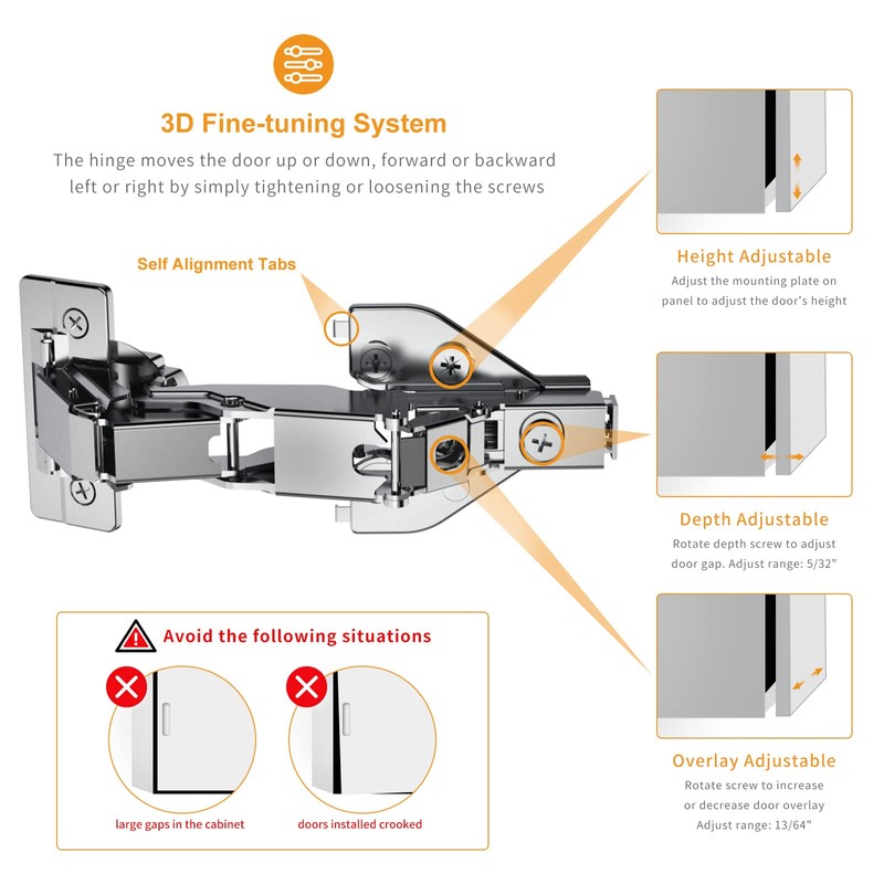 Chibery 2 Pack 165 Degree Lazy Susan Hinge, Face Frame,