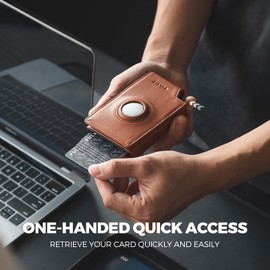 VULKIT Card Holder Wallet with AirTag Holder Brown, brown