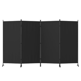 Kecreque Portable Room Divider 4 Panel Partition Room Dividers and Folding Privacy Screens with 8 Curved Metal Feet 6FT Temporary Wall for Office Divider，Dressing Room(Black)