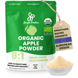 Jungle Powders Organic Apple Powder 5 Ounce Bag Apple Extract for Baking, Smoothies, Seasoning - Organic Freeze Dried Apples Powder Unsweetened Dehydrated Whole Fruit with Peel Concentrate Flavoring