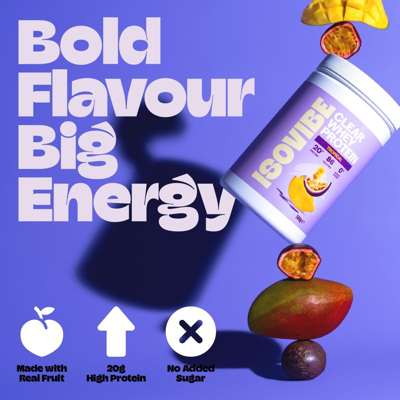 Isovibe Clear Whey Protein Powder Tropical (20 Servings) Refreshing Protein