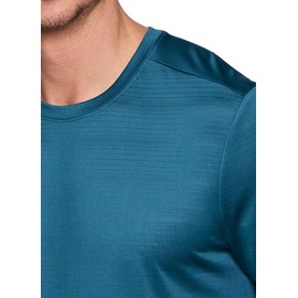 RBX Men's Workout T-Shirt, Breathable Lightweight Stretch Jersey Moisture Wicking Quick Dry Running Training Top Teal Jacquard Heather S