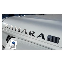 Decal Mods Sahara Hood Graphic Decals fits Jeep Wrangler (2007-2025) (Set of 2) Matte Black & Metallic Silver - CMS | UV1F7