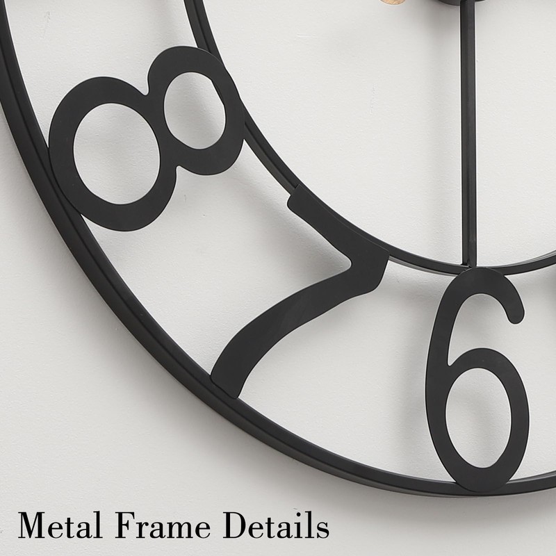 AMAATE Black Gold Cutout Numeral Metal Wall Clock Modern Industrial