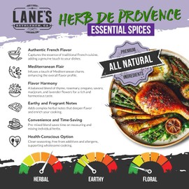 Lane's Herbs De Provence Seasoning Spice, All-Natural Mediterranean Herb De Provence Seasoning For Meat, Veggies, Soups & Sauces, Made in USA, 3.5 oz