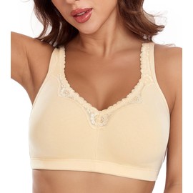 Lemorosy Women's Cotton Comfort Bra Full Sound Comfortable Mimimizer Bra Size Sizes Without Underwire, beige