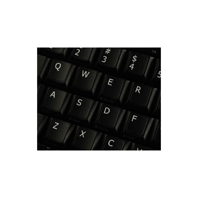 ENGLISH US ON BLACK BACKGROUND NON-TRANSPARENT KEYBOARD STICKERS