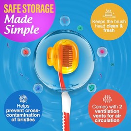 GuruNanda - Paquete de 4 cápsulas de cepillo para polvo de dientes para cepillos manuales y eléctricos, protector de cepillo para polvo de dientes de 