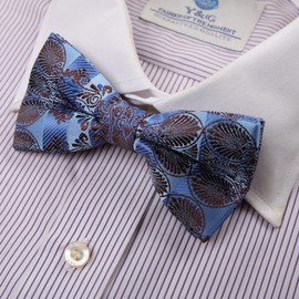 Dan Smith Men'S Bowtie Blue Feel Silk Paisley Bow Ties 25.6"-Neck-Size Clip-On Adjustable Sports Teams Casual Wear DBD7B19A Royal Blue,Light Sky Blue,Zinnwaldite Brown