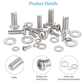HanTof Universal VESA TV Mount Hardware Kit - 24pcs M4, M6, M8 Stainless Steel Screws and Washers for TV and Monitor Mounts