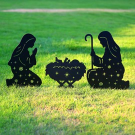 WACLSTDAY Jesus Metal Garden Stakes Decorative Gifts for Women Men,Black Jesus Silhouette Statues Garden Decor for Yard Art, Pathway,Patio,Outdoor,Lawn Ornaments,Forests Decorations