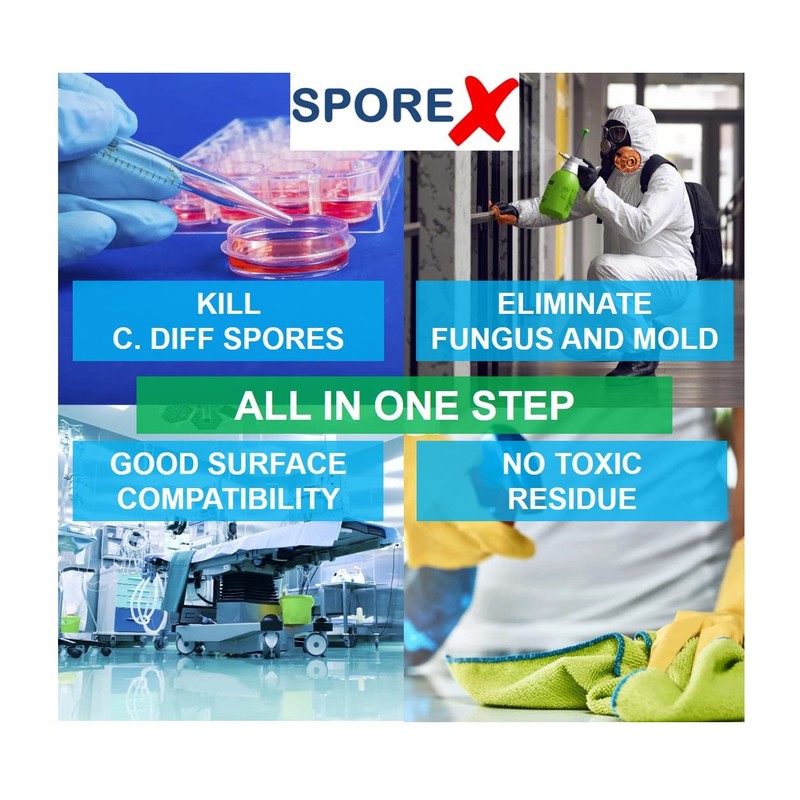 SPOREX Disinfectant (1 gallon) Eliminate 99.9999% C Difficile Spores, Viruses,