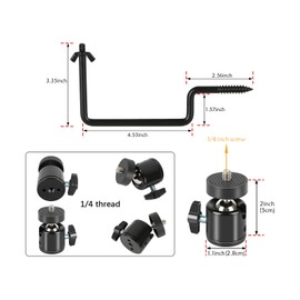 Folgtek 5pcs Camera Mounts Set Universal Camera Stand Kit Holder on Wall Tree etc, with Mini Ball Head 1/4''-Inch Universal Fishing & Solar Panels Accessories(Black, On Tree X5)