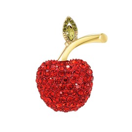 Cute Red Apple Lapel Brooch Pin for Women Girls Austria Rhinestone Crystal Fruit Pin Clip Sweater Scarves Jackets Dress Suit Backpacks Badge Brooches Pins Dainty Jewelry Gifts Birthday