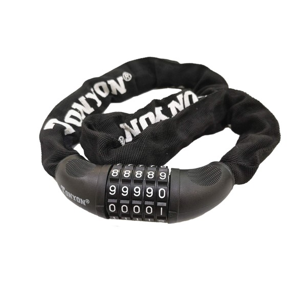 Chain Lock, Steel, 5 Digit Dial Lock, No Key Required,