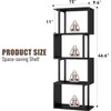Gadroad 4-Tier Bookshelf, Narrow S-Shaped Geometric Bookcase, Wood Decorative Storage