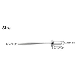 NACX 1/8" x 1/4" Aluminum Rivets Blind，3.2 x 6.4mm Dome Head Pop Rivets, 300Pcs (Silver)