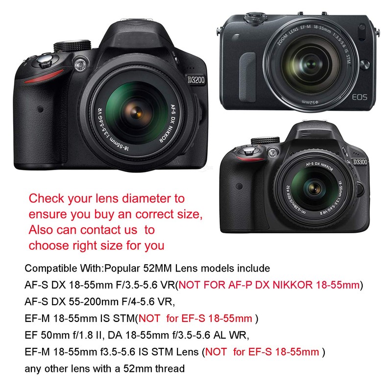 52 mm Lens Hood Set, Foldable Rubber Lens Hood with