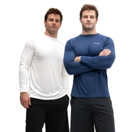 KISTA 2 Pack Men's Thermal Long Sleeve Compression Shirts, Mock/Turtleneck Winter Sports Running Base Layer Top (Medium, Navy/White)
