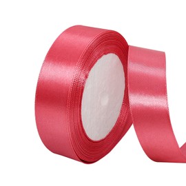 Satin Ribbon Watermelon Red 25 mm, 22 m Decoration for Presents, Gift Ribbon, Wide Bow Ribbon, Fabric Ribbon for Dress, Wedding, Christening and Birthday Gifts, Decorative Ribbon for Gift Packaging