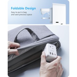 LENCENT 2X Adaptador de Viaje Enchufe UK, Cargador con 4 Salidas CA y 4 Puertos USB (2 USB-C), Convertidor de Enchufe Americano a Inglés Tipo G con Toma de Tierra, para Reino Unido, Irlanda, Hong Kong